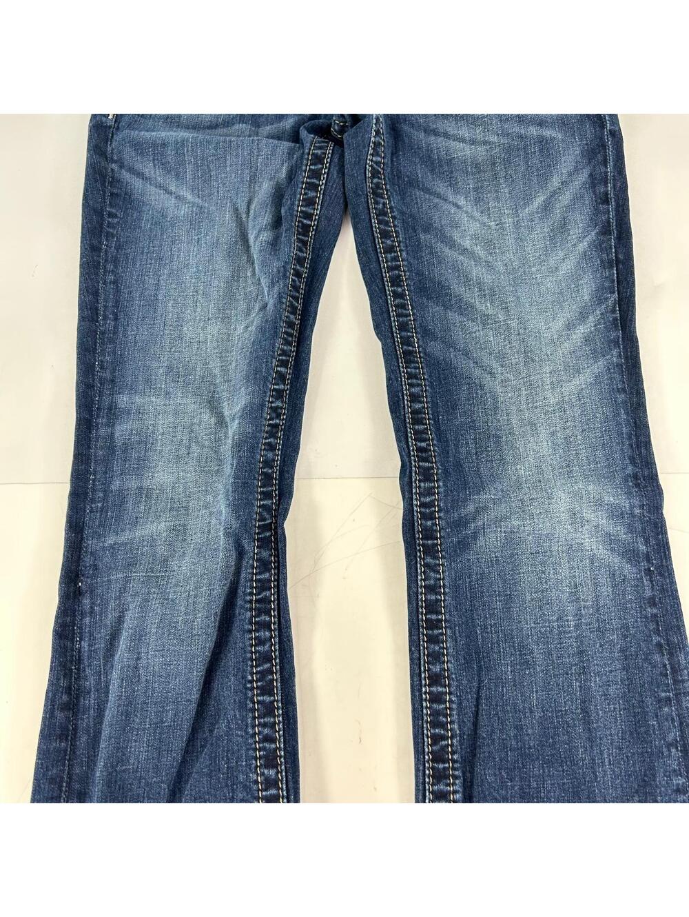 Miss Me Signature Rise Boot Jeans Sz 27 Fleur De Lis Sequin Flap Pocket Denim - Picture 10 of 11
